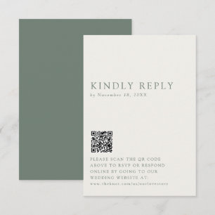 Tarjeta De Confirmación De Asistencia Boda Minimalista Código QR en Línea Verde Salvia