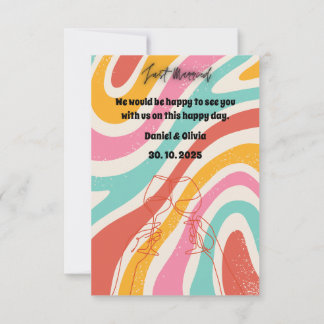 Tarjeta De Confirmación De Asistencia Boda Minimalista Colorida