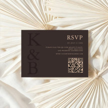 Boda Minimalista con Monograma Marrón Moderno