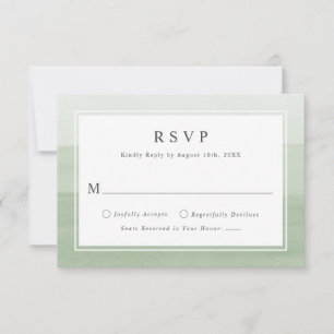 Tarjeta De Confirmación De Asistencia Boda Minimalista con Ombre de Acuarela en Verde Sa