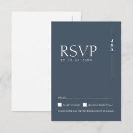 Tarjeta De Confirmación De Asistencia Boda Minimalista con Opulencia Azul Real Monograma