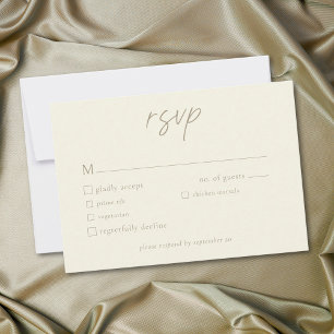Tarjeta De Confirmación De Asistencia Boda Minimalista Crema Marfil Elegante