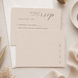 Tarjeta De Confirmación De Asistencia Boda minimalista de cobre con guión de cacao del d