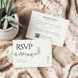 Tarjeta De Confirmación De Asistencia Boda Minimalista de Eucalyptus Greenery