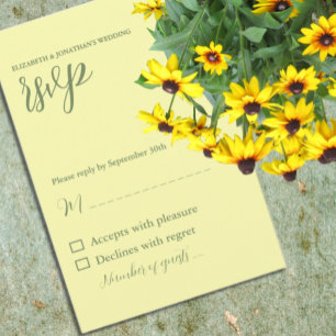 Tarjeta De Confirmación De Asistencia Boda Minimalista de mantequilla amarilla y sabia