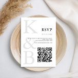 Tarjeta De Confirmación De Asistencia Boda Minimalista de Monograma Blanco y Negro Moder<br><div class="desc">Crea tu propia tarjeta RSVP de boda personalizada con tipografía monográfica moderna y diseño gráfico minimalista en color blanco y negro.</div>