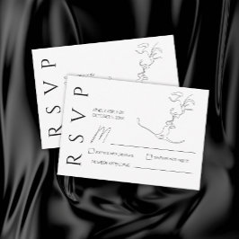 Tarjeta De Confirmación De Asistencia Boda minimalista de Pareja de Besado de Arte de Un