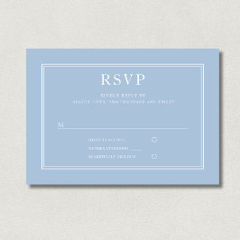 Tarjeta De Confirmación De Asistencia Boda Minimalista de Polvo Azul