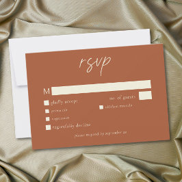 Tarjeta De Confirmación De Asistencia Boda minimalista de terracota de óxido elegante