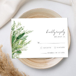 Tarjeta De Confirmación De Asistencia Boda minimalista del Boho Greenery