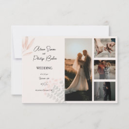 Tarjeta De Confirmación De Asistencia Boda minimalista del Collage de fotos Boho