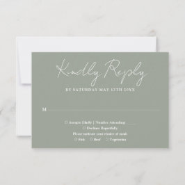 Tarjeta De Confirmación De Asistencia Boda Minimalista Elegante con Letra Script Verde S