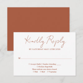Tarjeta De Confirmación De Asistencia Boda Minimalista Elegante con Letra Terracota