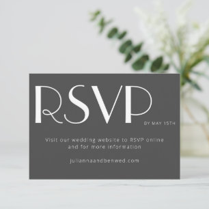 Tarjeta De Confirmación De Asistencia Boda minimalista elegante en línea negro y blanco