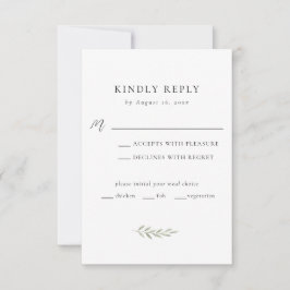 Tarjeta De Confirmación De Asistencia Boda Minimalista Elegante Moderno Guión Verde