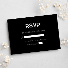 Tarjeta De Confirmación De Asistencia Boda minimalista elegante y negro