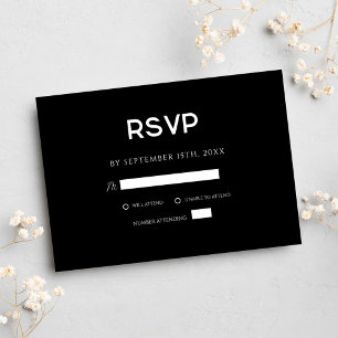 Tarjeta De Confirmación De Asistencia Boda minimalista elegante y negro