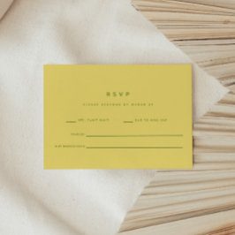 Tarjeta De Confirmación De Asistencia Boda minimalista formal de color amarillo limón y 