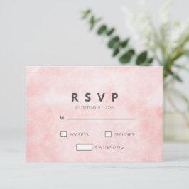 Tarjeta De Confirmación De Asistencia Boda Minimalista Limpia Acuarela Melocotón Moderna