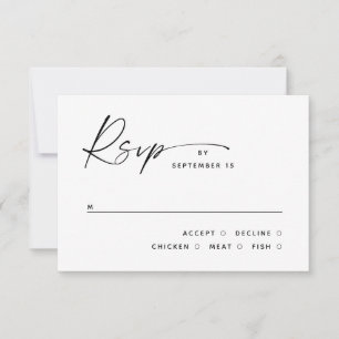 Tarjeta De Confirmación De Asistencia Boda minimalista limpia en blanco y negro moderno