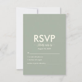 Tarjeta De Confirmación De Asistencia Boda Minimalista Moderna | Atemporal Verde Salvia