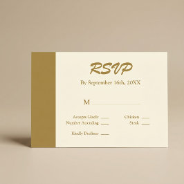 Tarjeta De Confirmación De Asistencia Boda Minimalista Moderna Barra de Oro Marfil
