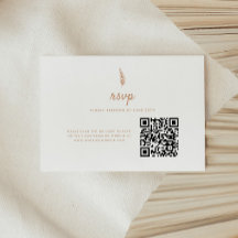 Boda minimalista moderna con código QR de hoja bei
