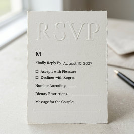 Tarjeta De Confirmación De Asistencia Boda Minimalista Moderna con Relieve
