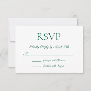 Tarjeta De Confirmación De Asistencia Boda minimalista moderna elegante en verde cazador