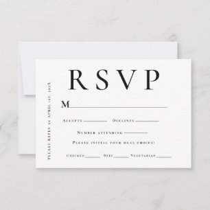 Tarjeta De Confirmación De Asistencia Boda Minimalista Moderna en Blanco y Negro