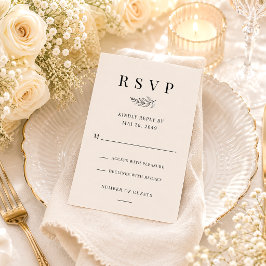 Tarjeta De Confirmación De Asistencia Boda Minimalista Moderna en Negro y Beige