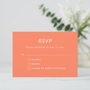 Tarjeta De Confirmación De Asistencia Boda Minimalista Moderna Persimmon Naranja