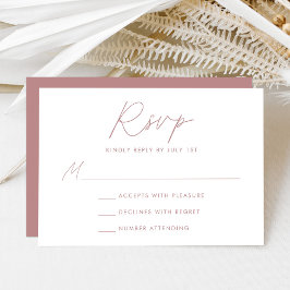 Tarjeta De Confirmación De Asistencia Boda Minimalista Moderna Script Rosa Polvoriento