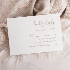 Tarjeta De Confirmación De Asistencia Boda Minimalista Moderna Script Taupe