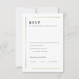 Tarjeta De Confirmación De Asistencia Boda minimalista moderna y elegante en blanco y ne