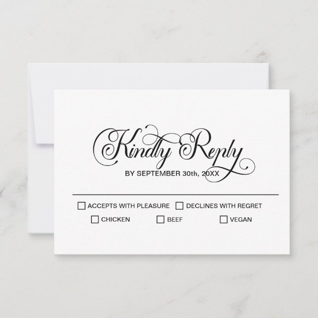 Tarjeta De Confirmación De Asistencia Boda Minimalista moderno (Anverso)