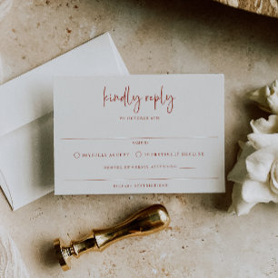 Tarjeta De Confirmación De Asistencia Boda Minimalista moderno de Terra Cotta