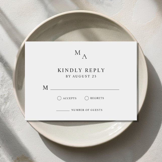Tarjeta De Confirmación De Asistencia Boda Minimalista moderno negro y blanco (Subido por el creador)
