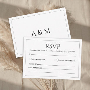 Tarjeta De Confirmación De Asistencia Boda minimalista negra blanca moderna