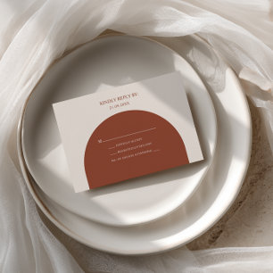 Tarjeta De Confirmación De Asistencia Boda Minimalista Retro Boho Arco de Terracota