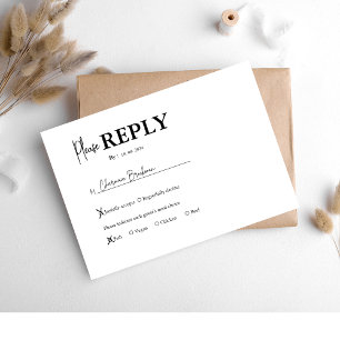 Tarjeta De Confirmación De Asistencia Boda Minimalista Sencilla