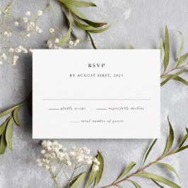 Tarjeta De Confirmación De Asistencia Boda Minimalista Simple en Blanco y Negro