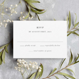 Tarjeta De Confirmación De Asistencia Boda Minimalista Simple en Blanco y Negro