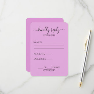 Tarjeta De Confirmación De Asistencia Boda minimalista simple personalizada