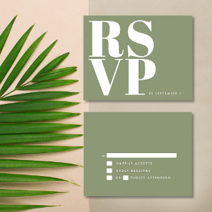 Tarjeta De Confirmación De Asistencia Boda Minimalista Simple Verde Salvia Moderno Audaz