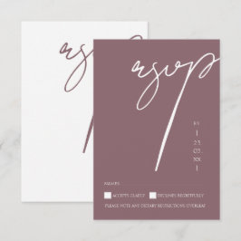 Tarjeta De Confirmación De Asistencia Boda Minimalista Tipografía de Letra Script Morada