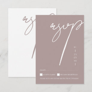 Tarjeta De Confirmación De Asistencia Boda Minimalista Tipografía Script Berenjena