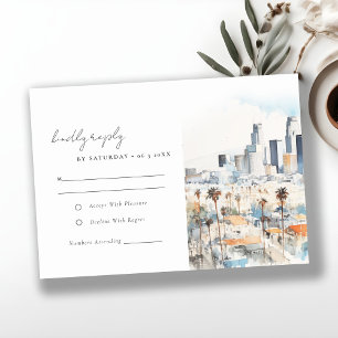 Tarjeta De Confirmación De Asistencia Boda mínimo de acuarela de California en Los Ángel