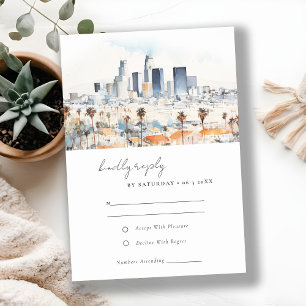 Tarjeta De Confirmación De Asistencia Boda mínimo de acuarela de California en Los Ángel