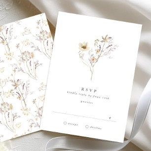 Tarjeta De Confirmación De Asistencia Boda Mínimo Simple Seco De Flor Silvestre Pampas